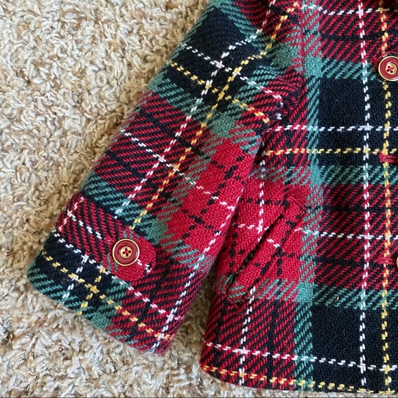 Janie and Jack Tweed Plaid Wool Coat Size 6 - 12 Months Double Breasted - Picture 5 of 10